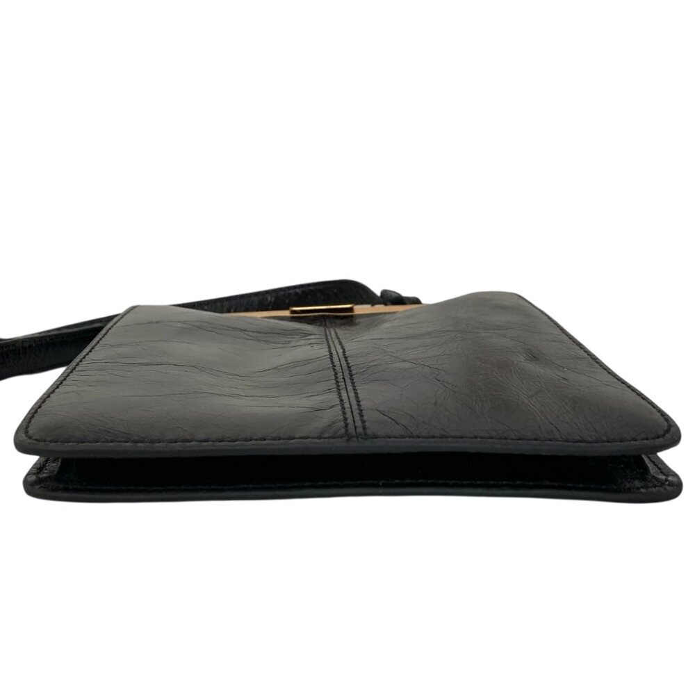 Vintage HOBO Leather Rectangular Crossbody Bag Hinged Black - Picture 5 of 13